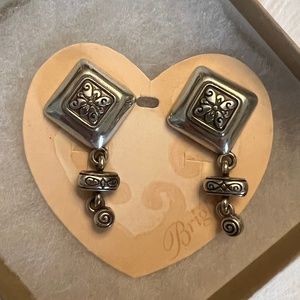 BRIGHTON Diamond Shape silver post/dangle drop earrings